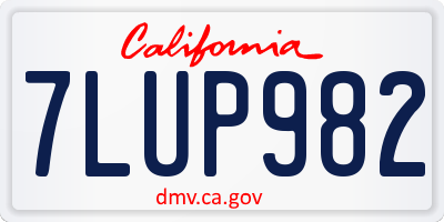 CA license plate 7LUP982