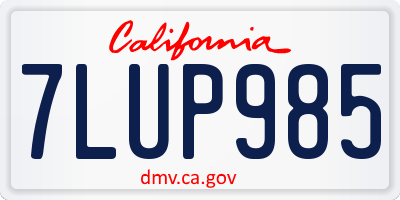 CA license plate 7LUP985