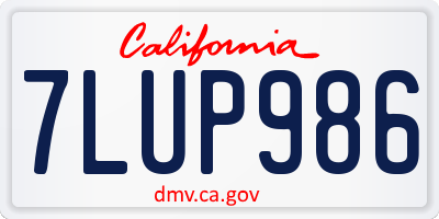 CA license plate 7LUP986