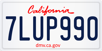 CA license plate 7LUP990