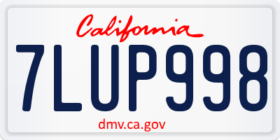 CA license plate 7LUP998
