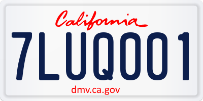CA license plate 7LUQ001