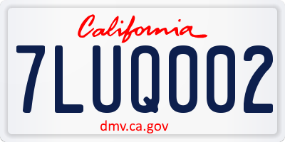 CA license plate 7LUQ002