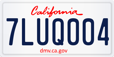 CA license plate 7LUQ004