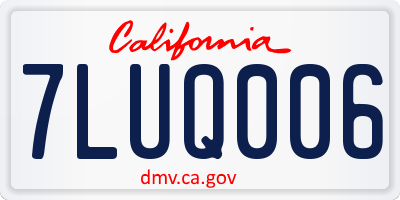 CA license plate 7LUQ006