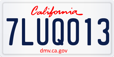 CA license plate 7LUQ013