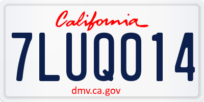 CA license plate 7LUQ014