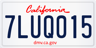 CA license plate 7LUQ015