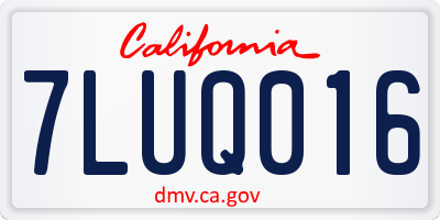 CA license plate 7LUQ016