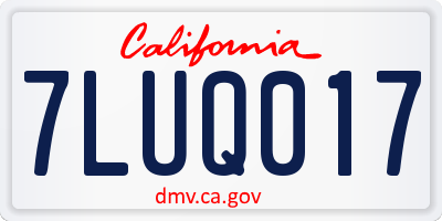 CA license plate 7LUQ017