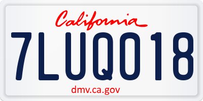 CA license plate 7LUQ018