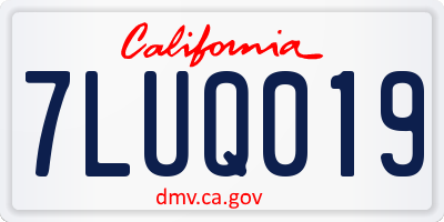CA license plate 7LUQ019