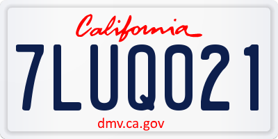 CA license plate 7LUQ021