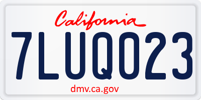 CA license plate 7LUQ023