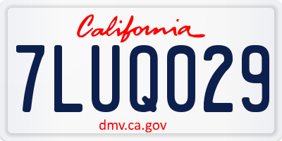 CA license plate 7LUQ029