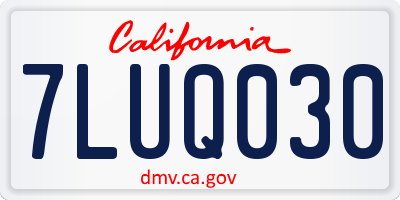 CA license plate 7LUQ030