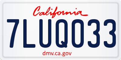 CA license plate 7LUQ033