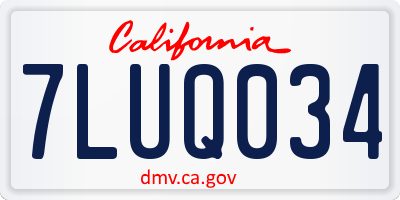 CA license plate 7LUQ034