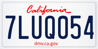 CA license plate 7LUQ054