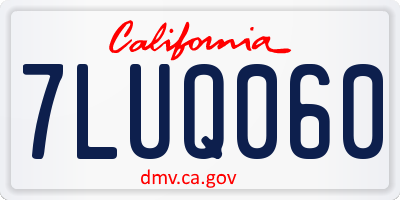 CA license plate 7LUQ060