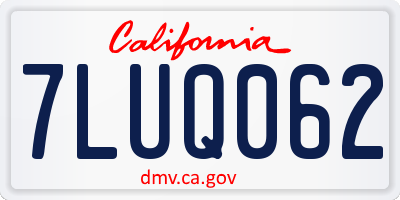 CA license plate 7LUQ062