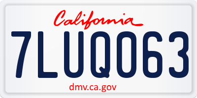 CA license plate 7LUQ063