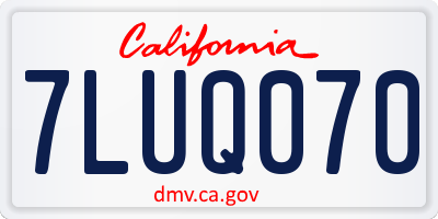 CA license plate 7LUQ070