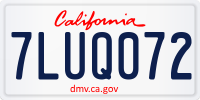 CA license plate 7LUQ072