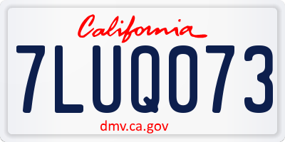 CA license plate 7LUQ073
