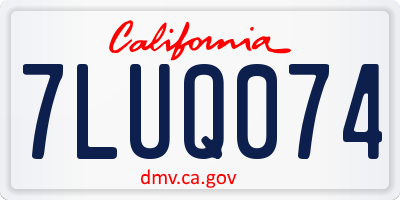 CA license plate 7LUQ074