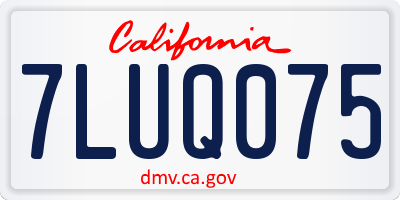 CA license plate 7LUQ075