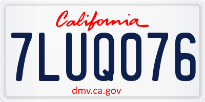 CA license plate 7LUQ076