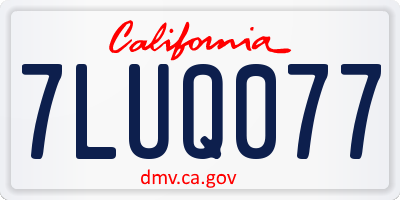 CA license plate 7LUQ077