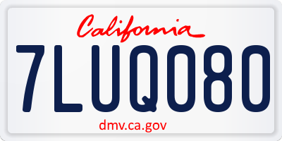 CA license plate 7LUQ080