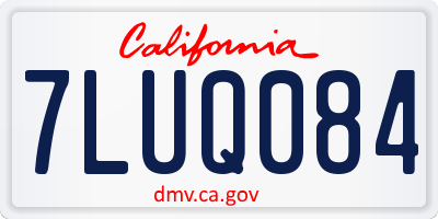 CA license plate 7LUQ084