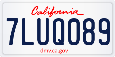 CA license plate 7LUQ089
