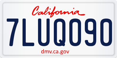 CA license plate 7LUQ090