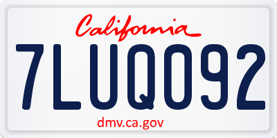 CA license plate 7LUQ092