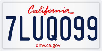 CA license plate 7LUQ099