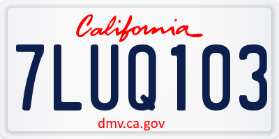 CA license plate 7LUQ103