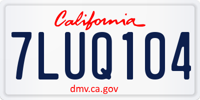 CA license plate 7LUQ104