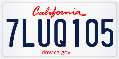 CA license plate 7LUQ105