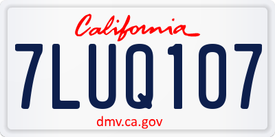 CA license plate 7LUQ107
