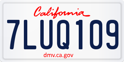 CA license plate 7LUQ109