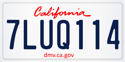 CA license plate 7LUQ114