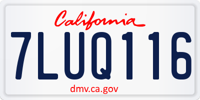 CA license plate 7LUQ116