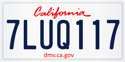 CA license plate 7LUQ117