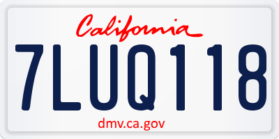 CA license plate 7LUQ118