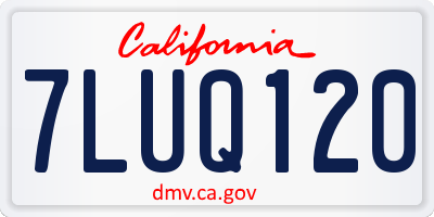 CA license plate 7LUQ120