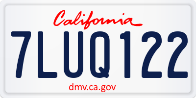 CA license plate 7LUQ122